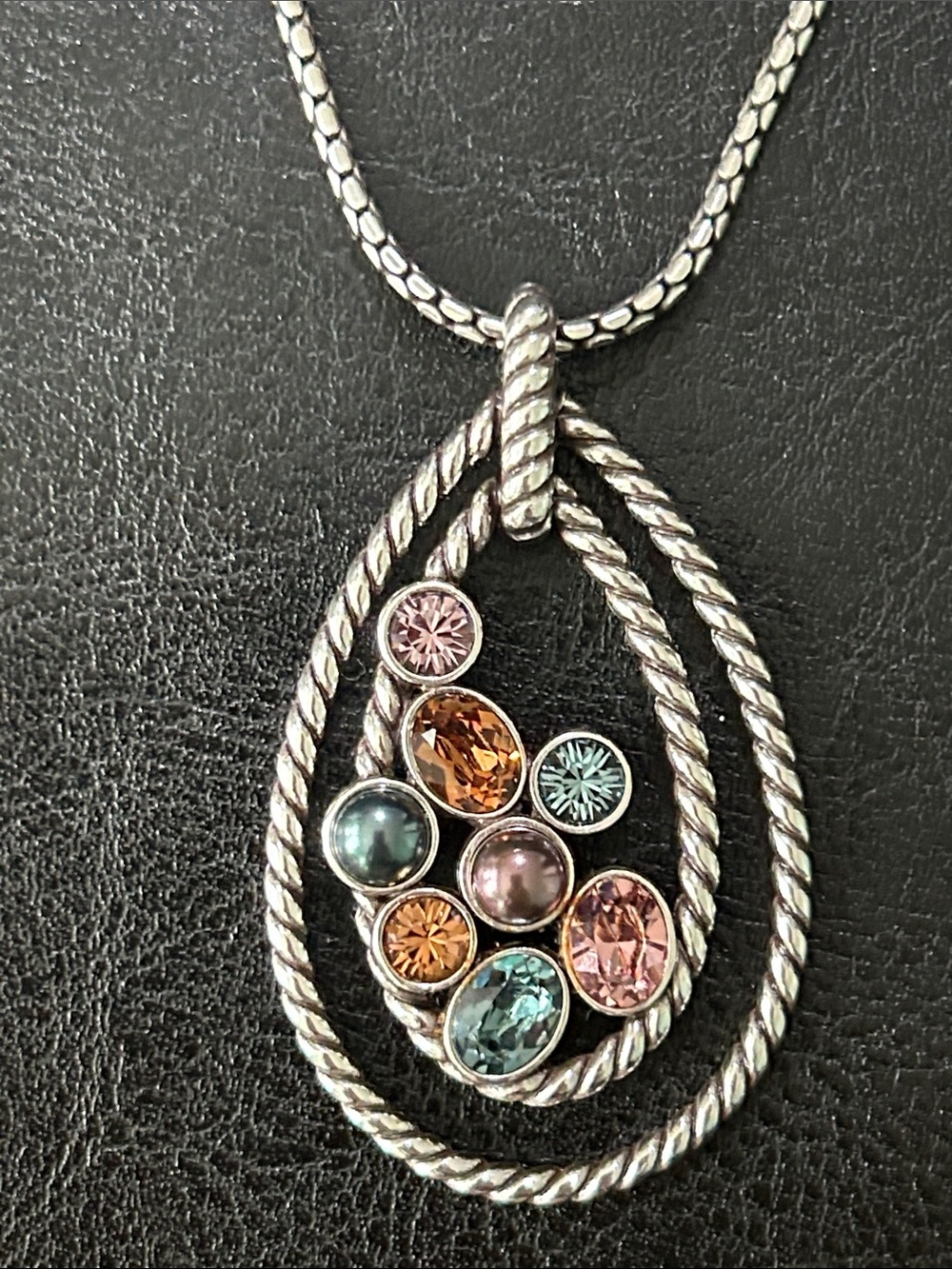 Brighton Halo Silver-Tone Teardrop Necklace and Earrings with Pouch